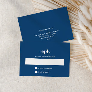 Navy Blue Modern Bar Mitzvah II Postkartenantwort RSVP Karte