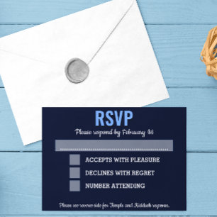 Navy Blue Modern Bar Mitzvah UAWG mit Optionen RSVP Karte