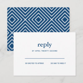 Navy Blue Modern Bar Mitzvah White Repcard Einladung