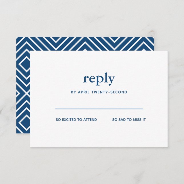 Navy Blue Modern Bar Mitzvah White Repcard Einladung (Vorne/Hinten)