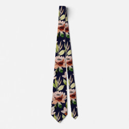 Navy Blue Modern Blossom Wasserfarbenes Blumenmust Krawatte