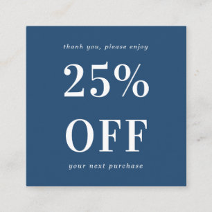 Navy Blue Modern Bold Typografy Small Business Rabattkarte