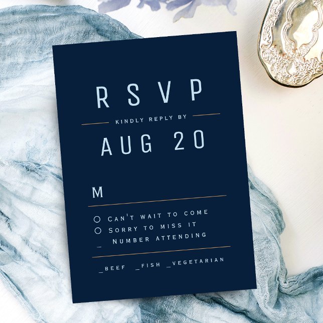 Navy Blue Modern Chic Simple Typografy UAWG RSVP Karte (Navy Blue Modern Chic Simple Typography RSVP)