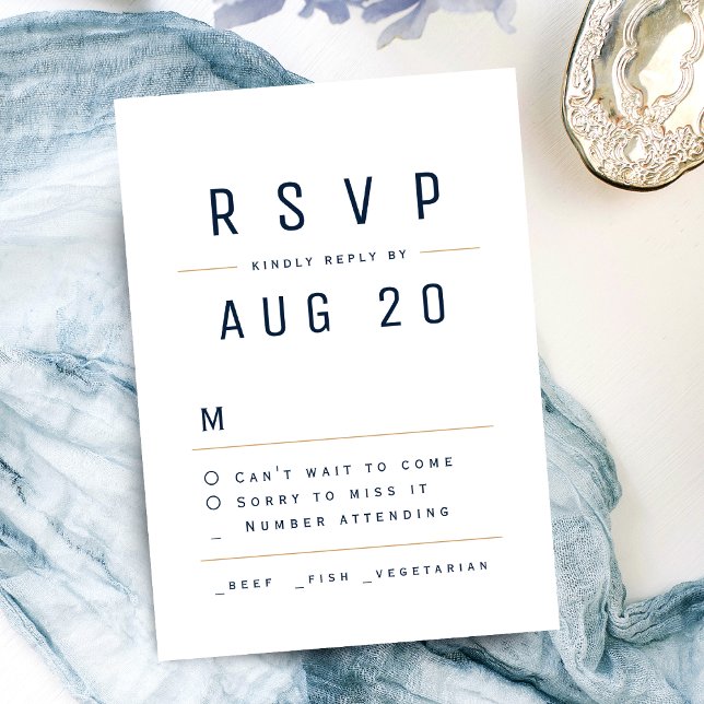 Navy Blue Modern Chic Simple Typografy UAWG RSVP Karte (Navy Blue Modern Chic Simple Typography RSVP)