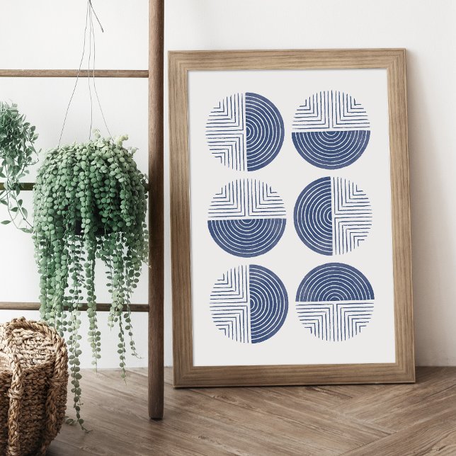 Navy Blue Modern Circle Geometric Art Print Poster (Von Creator hochgeladen)