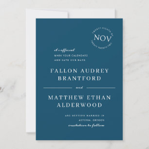Navy Blue Modern Date Siegel Save the Date