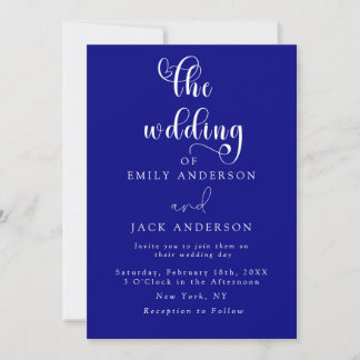 Navy Blue Modern Elegance Chic Hochzeitseinladung Einladung