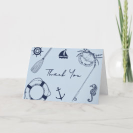 Navy Blue Modern Elegante Fishing Boy Baby Shower Dankeskarte