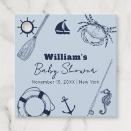 Navy Blue Modern Elegante Fishing Boy Baby Shower Geschenkanhänger