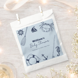 Navy Blue Modern Elegante Fishing Boy Baby Shower Geschenktütchen