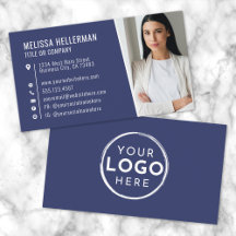 Navy Blue Modern Foto Logo Beruflich