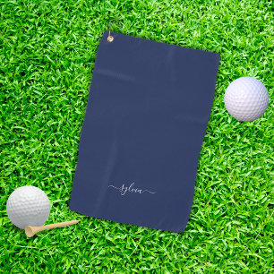 Navy Blue Modern Giron Monogram Name Golfhandtuch