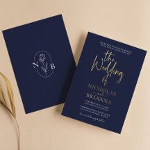 Navy Blue Modern Minimalistisch Classic Wedding