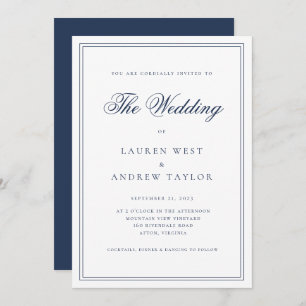 Navy Blue Modern Minimalistisch die Hochzeit von Einladung