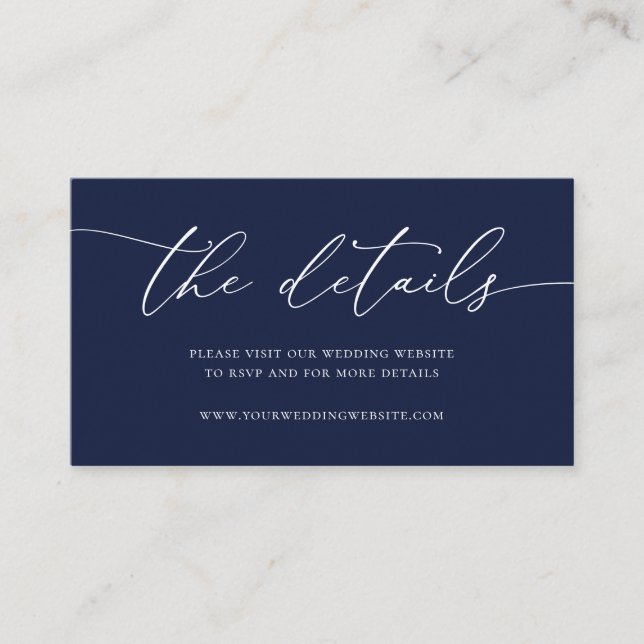 Navy Blue Modern Minimalistisch Hochzeitskarte Begleitkarte (Vorderseite)