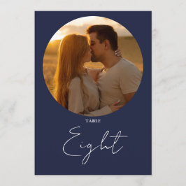 Navy Blue Modern Minimalistisch Script Tischnummer