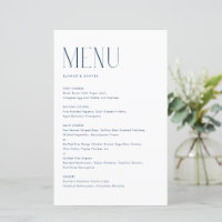 Navy Blue Modern Minimalistisch Typografy Menu Car