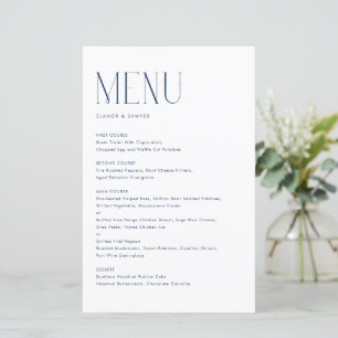 Navy Blue Modern Minimalistisch Typografy Menu Car
