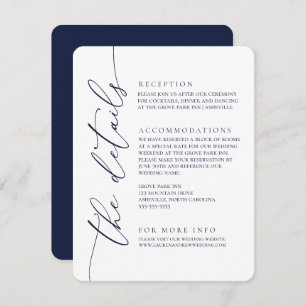 Navy Blue Modern Minimalistisch Wedding 2 Begleitkarte