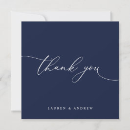 Navy Blue Modern Minimalistisch Wedding Dankeschön Dankeskarte