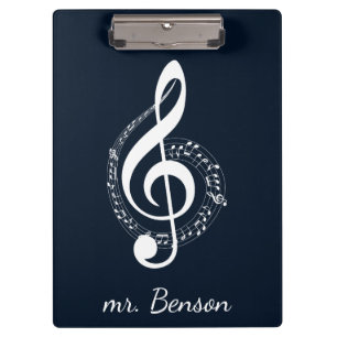 Navy Blue Modern Musiknoten Personalisiert Klemmbrett