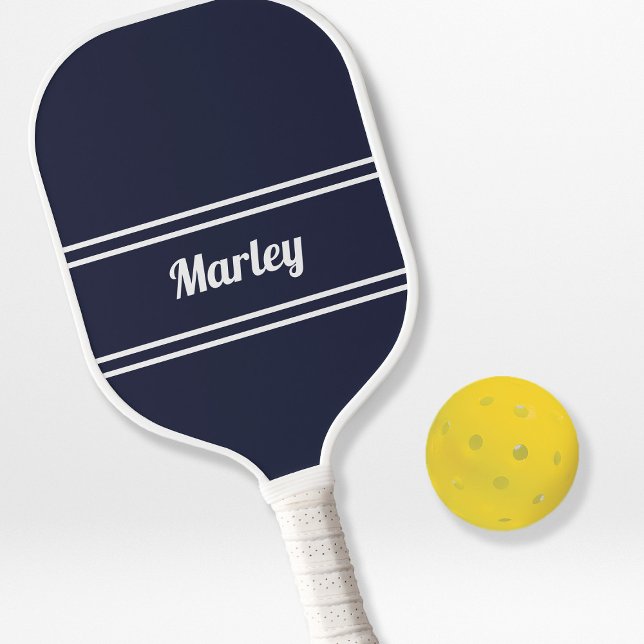 Navy Blue Modern Name Beruflich Monogram Simple Pickleball Schläger (Von Creator hochgeladen)