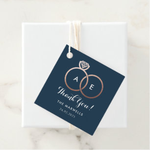 Navy Blue Modern Rose Gold Wedding Rings Gefallen Geschenkanhänger
