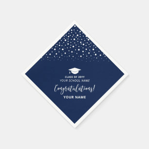 Navy Blue Modern School Graduation Party Serviette