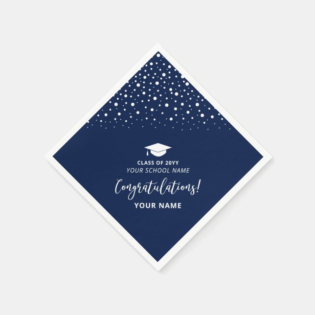 Navy Blue Modern School Graduation Party Serviette (Ecke)
