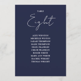 Navy Blue Modern Seekarte Tischnummer