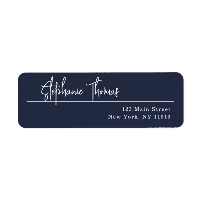 Navy Blue Modern Simple Return Address Label (Vorne)