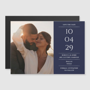 Navy Blue Modern Wedding Foto Save the Date Magneteinladung