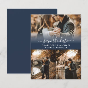 Navy Blue Modern Wedding Foto speichert die Datums Ankündigung