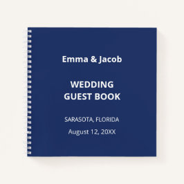 Navy Blue Modern Wedding Guest Book Notizbuch