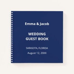Navy Blue Modern Wedding Guest Book Notizbuch
