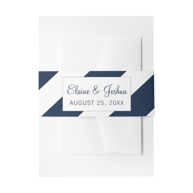 Navy Blue Modern Wedding lädt Bauchband ein Einladungsbanderole (Vorderseite Beispiel)