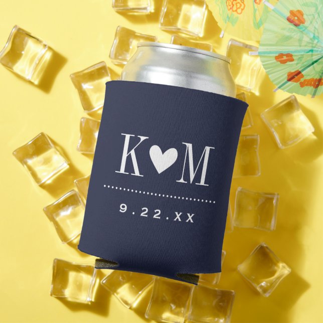 Navy Blue Modern Wedding Monogram Dosenkühler (In Situ Sommer)