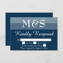 Navy Blue Modern Wedding RSVP Card Dankeskarte