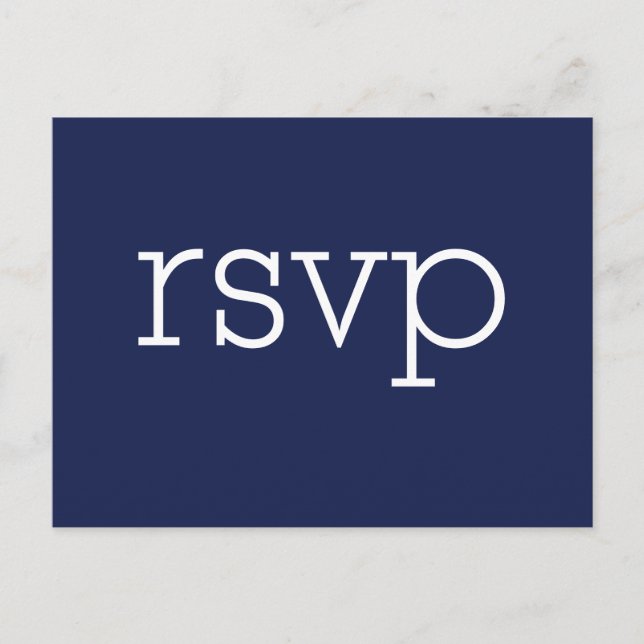 Navy Blue Modern Wedding RSVP Postkarten (Vorderseite)