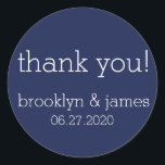 Navy Blue Modern Wedding Stickers<br><div class="desc">Moderne Hochzeitsaufkleber in Navy mit anpassbarem Text</div>