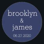 Navy Blue Modern Wedding Stickers<br><div class="desc">Moderne Hochzeitsaufkleber in Navy mit anpassbarem Text</div>