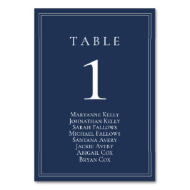 Navy Blue Moderne Tischnummer mit Seekarte