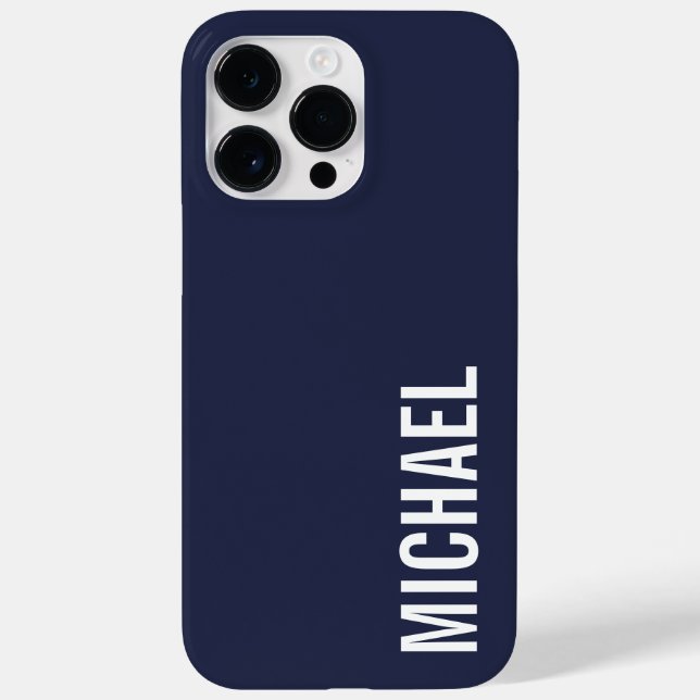 Navy Blue Moderner Minimalistischer Personalisiert Case-Mate iPhone Hülle (Rückseite)