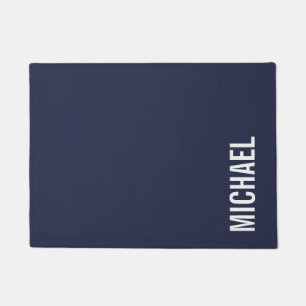 Navy Blue Moderner Minimalistischer Personalisiert Fußmatte