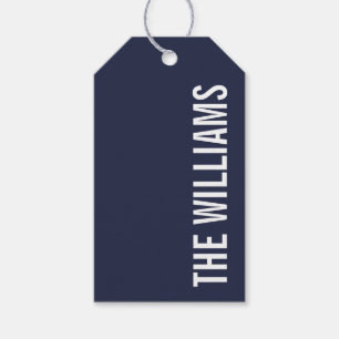 Navy Blue Moderner Minimalistischer Personalisiert Geschenkanhänger