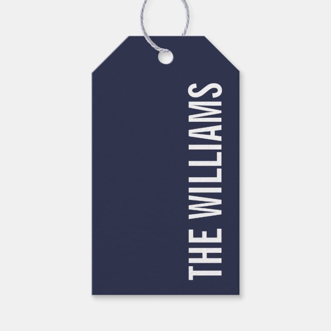 Navy Blue Moderner Minimalistischer Personalisiert Geschenkanhänger (Vorderseite)