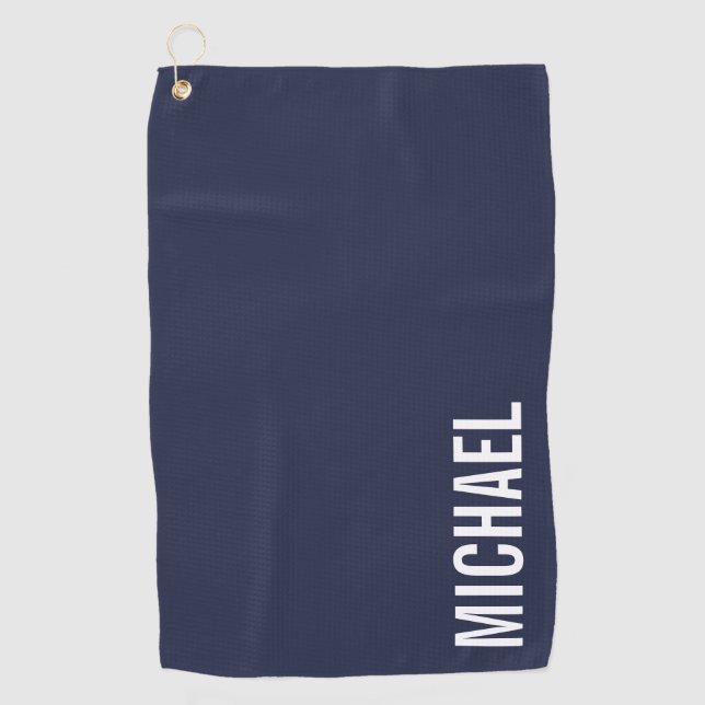 Navy Blue Moderner Minimalistischer Personalisiert Golfhandtuch (Vorderseite)