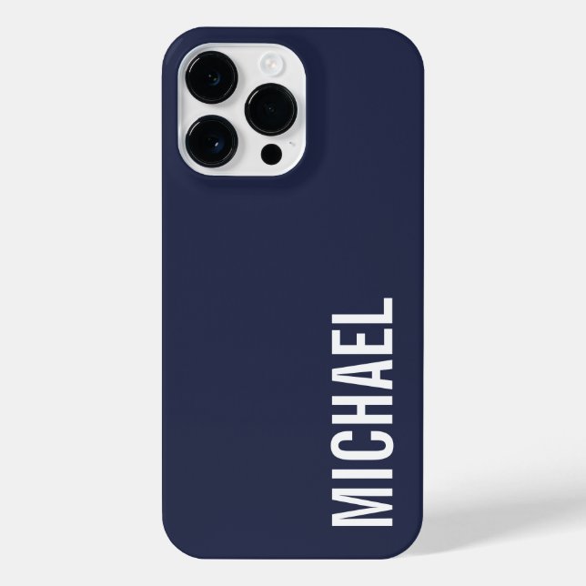 Navy Blue Moderner Minimalistischer Personalisiert iPhone Hülle (Rückseite)