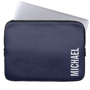 Navy Blue Moderner Minimalistischer Personalisiert Laptopschutzhülle