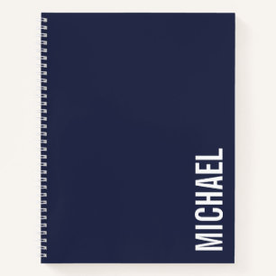 Navy Blue Moderner Minimalistischer Personalisiert Notizbuch